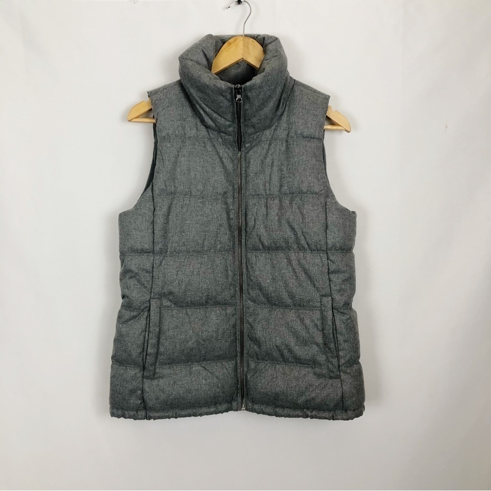 Old Navy Puffer Vest Flannel Lined Gray Size Medium - Picture 1 of 12